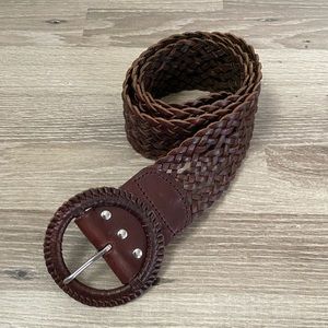 AEO Chunky Braided Belt (Brown Leather)